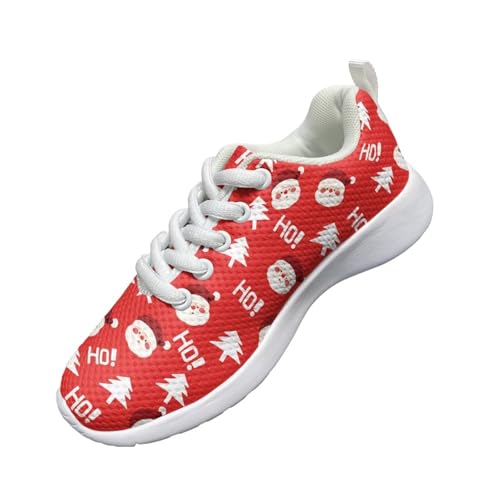 Children's Christmas Sneaker Cozy Lightweight Breathable Anti-Skid Hiking Shoes for Big Kids Athletic Lace-Up Walking Sneaker for Litter Kids US 11.5-34
