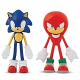 FleXfigs: Sonic & Knuckles - 2 Character Pack - Sonic The Hedgehog Articulated Action Figures, Flex It - Pose It!, Collectible Toy Miniatures, Kids 3+