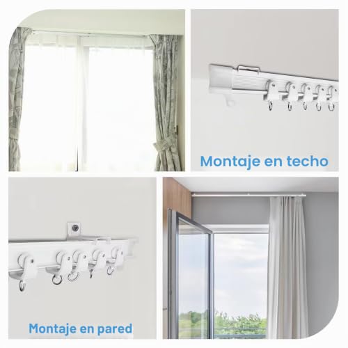 Miniatura 2 de Pista De Cortina De Techo, Pista De Techo Flexible Para Cortinas De Cortina Doblable, Montaje En Pared De Techo De 9.8 Pies Con Sistema De Riel De Cortina Curvo Con Clips Divisor De Habitación Rv