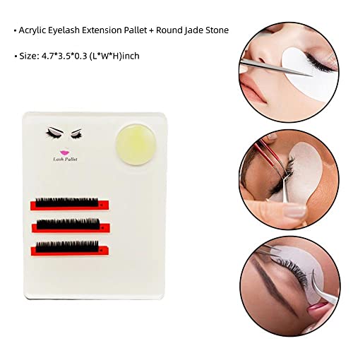 Sisiter Palete de extensão de cílios acrílico 2 em 1 + conjunto de pedra de jade redonda para ferram