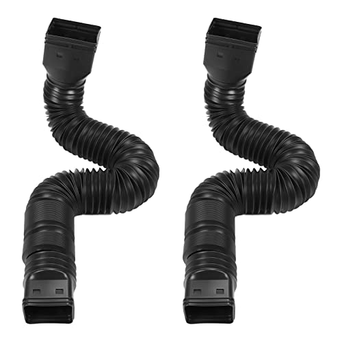 2 Extensiones de Bajante Flexibles, Extensiones de Bajante de Canalón de Lluvia, Evita Inundaciones, Conector de Drenaje Duradero Grueso, Transferencia de Agua de Manguera Extensible (Negro)