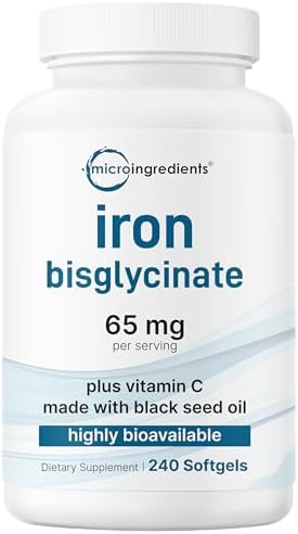 Micro Ingredients Ferrous Iron Bisglycinate 65 mg, 240 Softgels |...