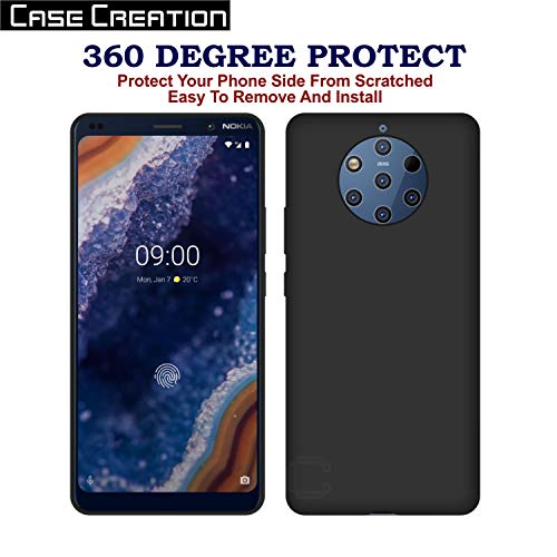 Image of Case Creation for Nokia 9 PureView 2019 Back case, Nokia 9 PureView Slim Flexible Smart Look case with 360 Camera All Angle Protection (Pure Black)