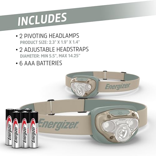 Image of Energizer LED Headlamp PRO, IPX4 Water Resistant Headlamps, High-Performance Head Light for Outdoors, Camping, Running, Storm, Survival LED Light for Emergencies (Batteries Included) | (Pack of 8)