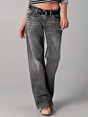 Flamingals Jeans for Women Low Waist Wash Bootcut Jeans Without Belt