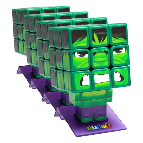 Image of Rubik's Cube, Hulk Cuber, Marvel Collectible Fidget Toy & Desk Decor, Challenging Brain Teaser for Fans of Marvel Rivals & Action Movies, for Ages 8 & Up (Pack of 4)