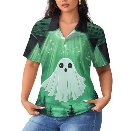 Polo de manga corta para mujer transpirable de Cute Ghosts Aliens para ocio