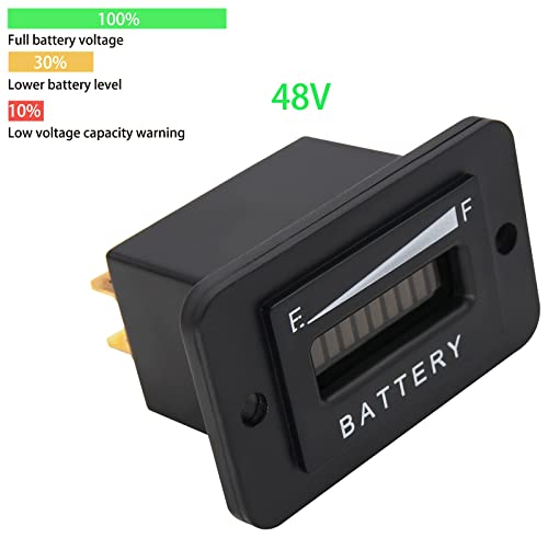 Rl-Bi003 48V Led Battery Indicator, 48 Volt Led Battery Meter, 48V Battery Fuel Gauge Indicator, 48V Battery Indicator Compatible With Golf Cart Club Car Ezgo Yamaha 48 Volt Led Battery Gauge Meter #TOP3