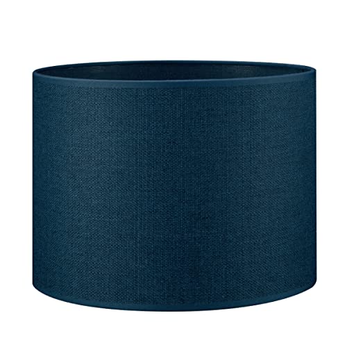 Home Sweet Home collection Moderne Abat-jour Canvas | cylindre |25/25/19cm | Bleu Foncé | Abat-jour en tissu de coton | pour douille de lampe E27 | testé RoHS | pour lampe de table