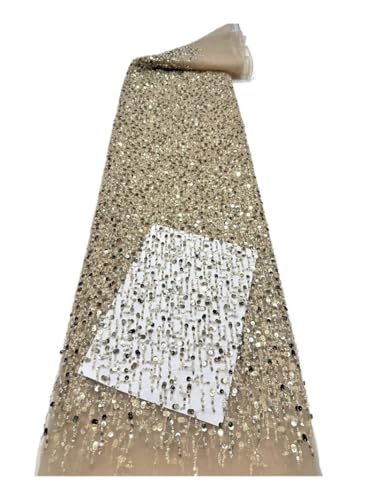 Tissu tubulaire en perles d'excellence marron pour costumes de scène et robes de gala