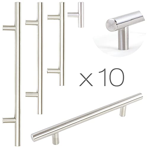 Dihl Pack of 10 Modern Silver 128mm Centre-to-Centre T-Bar Kitchen Handle, 200mm Overall Length - Image 4