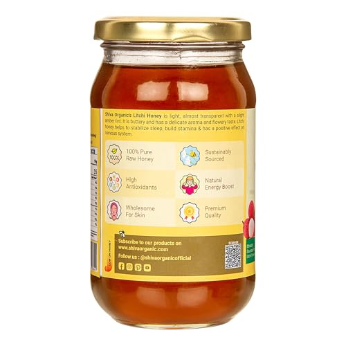 Image of Shiva Organic Raw Litchi Honey 1Kg | 100% Pure NMR Tested | Raw and Unprocessed