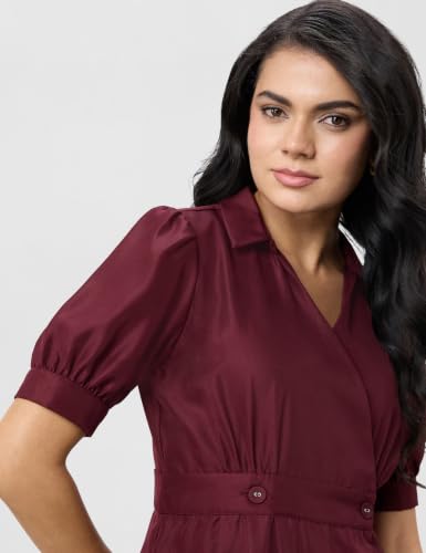 Image of Symbol Premium Women's Fit & Flare Wrap Dress (Midi Length | Stylish | Desk-to-Dinner) (Available in Plus Sizes)