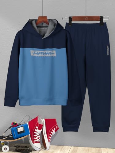 Image of HELLCAT Printed Cotton Blend Full sleeve Hoodie T-shirt Jogger Trackpant Clothing Set for Boys