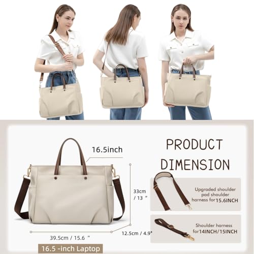 Image of Laptop Shoulder Bag 16.5 inches, Laptop Shoulder Bag Large Work Tote Bag Women's Laptop Portable Bag Fashion Handbag, Suitable for Business Travel