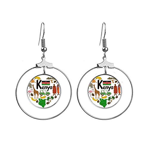 Boucles d'oreilles cœur drapeau Kenya pendantes ethniques africaines