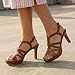 ChicSteps Women's Strappy Plaform Heels,Ankle Strap Stiletto High Heels with Round Toe & Slip-Resistant Sole for Wedding,Party,Evening Dress,NATALORA-BROWN PU-7.5