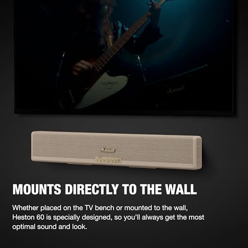 Image of Marshall Heston 60 Soundbar - 5.1 Channel | Dolby Atmos Immersive Sound for TV, Movies, and Music | Bluetooth, WiFi, HDMI, 3.5 mm Aux Inputs - Cream