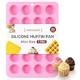 Firstfooby Silicone Mini Muffin Pan, 24-Cup Mini Cupcake Pan For Baking Nonstick Bpa Free, Food-Grade Silicone Baking Mold For Egg Bite Muffin Cupcake Pudding