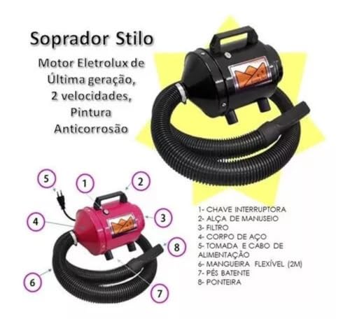 Soprador Profissional Graca pet STILO 1000 WATTS 2 velocidades Banho E Tosa Pet Shop 220 Volts