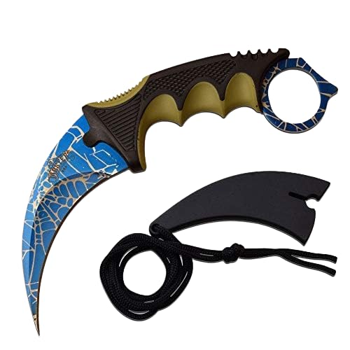 Master USA Fixed Blade Knife - 4" Hawkbill, Blue/Yellow MU-1142BGN