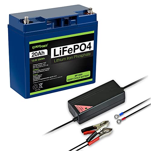 Expertpower Battery & Charger Bundle - 12V 5A Charger / 12V 20Ah Battery Lithium Lifepo4 #TOP19