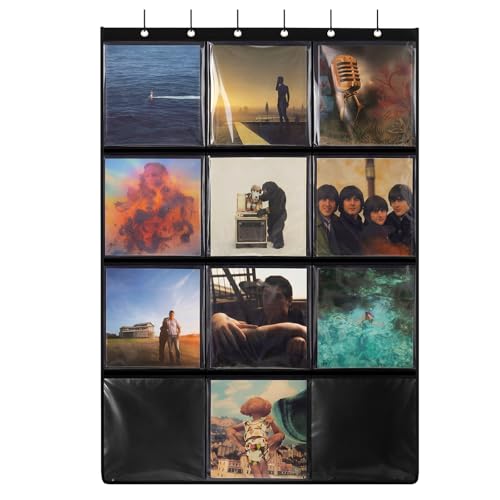 Faccito Vinyl Record Holder Wall Mount, 12 Pocket Hanging Record