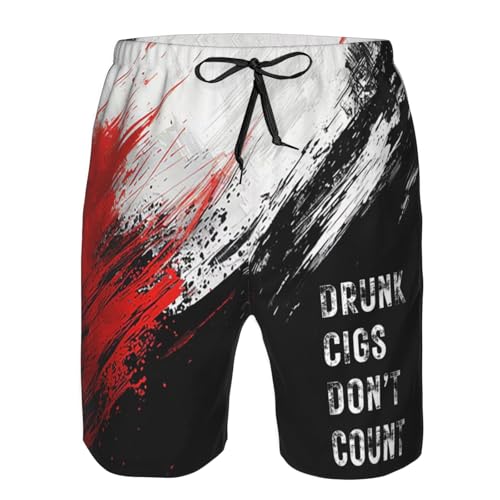 Board Shorts Drunk Cigs Don't Count Funny Gifts Mens Swim Trunks Quick Dry Swim Shorts Beach Short with Pockets2