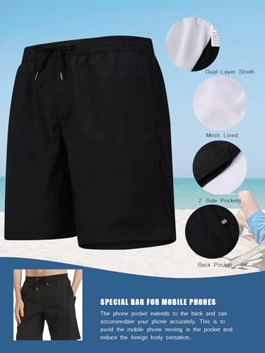 Men's Swim Trunks Quick Dry Bathing Suit Swimming Board Shorts Mesh Lining Beach Swimwear3