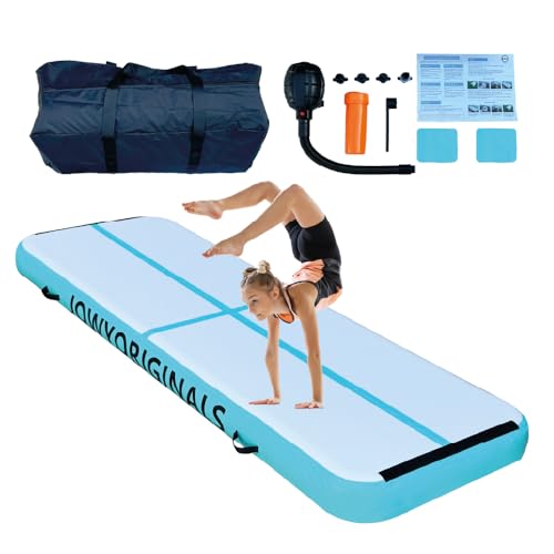 COLCHONETA AIRTRACK INFLABLE | Bomba Incluida | Gimnasia + Yoga + Entrenamiento En Casa | Amortiguación Extra, Impermeable y Portátil | Uso Interior/Exterior Niños Adultos y Atletas (Azul, 300x100x20)