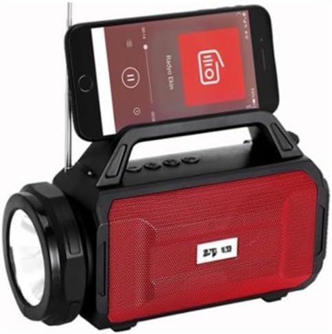 Solar rechargeable flashlight with Bluetooth speaker (RED)