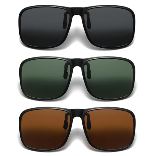 TYXHXTF 3Pcs Polarisierte Sonnenbrillen Clip für Brille, Aufsteck Sonnenbrille für Brillen Sonnenbrillen Aufsatz Brille, Sichern Sie sich Ihre sonnenbrillenaufsatz, Sonnenbrille Aufsatz Brillenträger