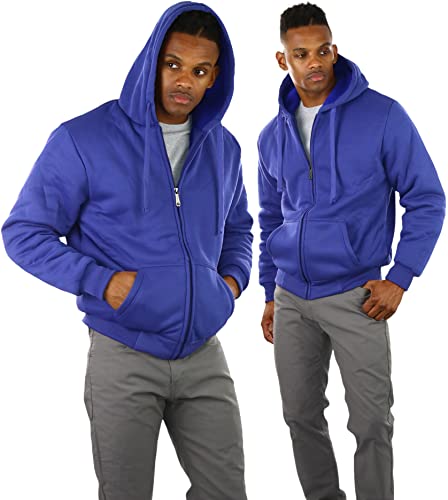 Image of ToBeInStyle Men's Polar Fleece Long Sleeve Zip Up Kangaroo Pocket Cold Weather Hoodie Jacket