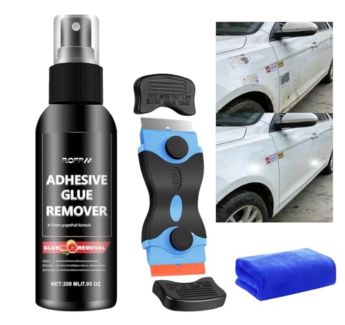 ROFPM Adhesive Remover Spray for Vinyl, Labels Stickers, 3M Glue Remover Spray and Solvent – Sticky Residue Remover Not Damage Paint, Safe Glue Cleaner for Grease and Surfaces, Grapefruit Scent, 200ml