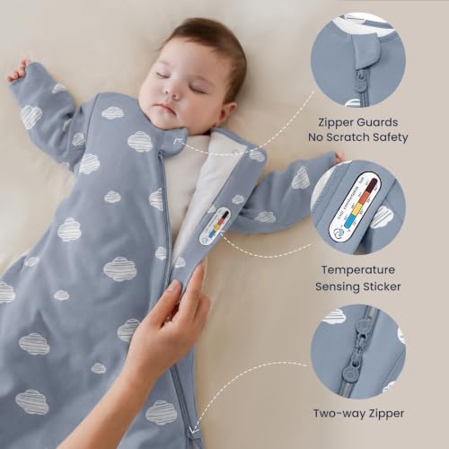 Image of Unisex Sleeping Bag for Babies and Toddlers 1.0 Tog Sleep Sack 6-18 Months, Newborn Sleep Sack, Wearable Blanket Baby, One Piece Long Sleeves, Gifts for Baby