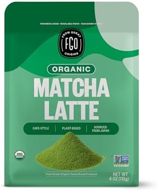 FGO Organic Sweet Matcha Latte Powder, Japanese Matcha, Brazilian Sugar, 16oz (Pack of 1)