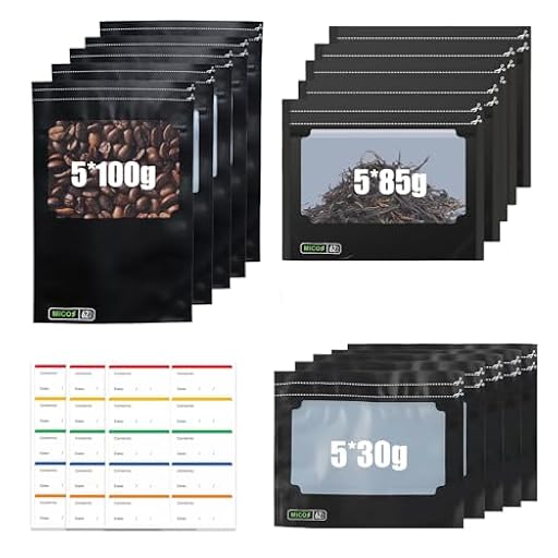 Grove Bags Terploc 15 Bolsas Reutilizables con Control de Humedad 58–62% y Barrera Antiolor – Bolsas Herméticas con Ventana para Café, Té, Hierbas y Especias, 30g/85g/100g, Protección UV + Etiquetas | Ya disponible en tu tienda friki favorita! En mundofriki.es!