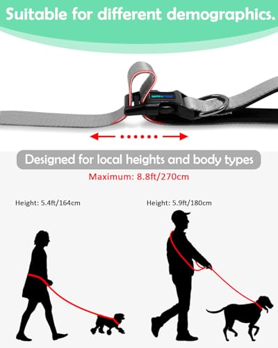 WANFIRE Hands Free Dog Leash, 8.8ft Multifunctional Crossbody Dog Long Leash, Adjustable Dog Training Leash, Running Dog Leash for Small, Medium & Large Dogs Walking & Hiking (5-8.8ft). - Thumbnail 3