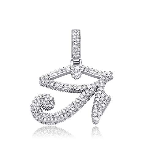 Fantex Colgante de ojo de Horus de 14 quilates con circonitas cúbicas brillantes, collar para hombres y mujeres (White)