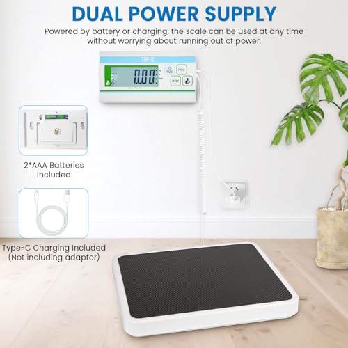 Image of TIPRE Medical Grade Floor Scale Professional Physician Scale 660lb Wrestling Scale for Body Weight Bariatric Scale Heavy Duty Easy to Read Separate Display Screen for Home, Hospital & Physician Use