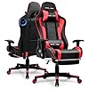 GTPLAYER Gaming Chair with Bluetooth Speakers, Adjustable Backrest and Height, 3D Armrests, Footrest, Ergonomic Computer Chair for Gamers (Brick Red)