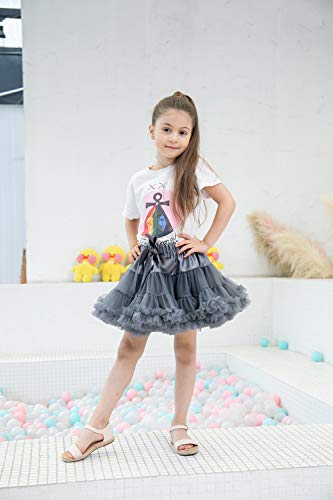 Baby Girl Tulle Skirt Extra Fluffy Petticoat For Girls 36 Colors Kids Tutu Skirt Ballet Pettiskirt For Little Girl (6M-10T) (Dark Grey, M) #TOP5