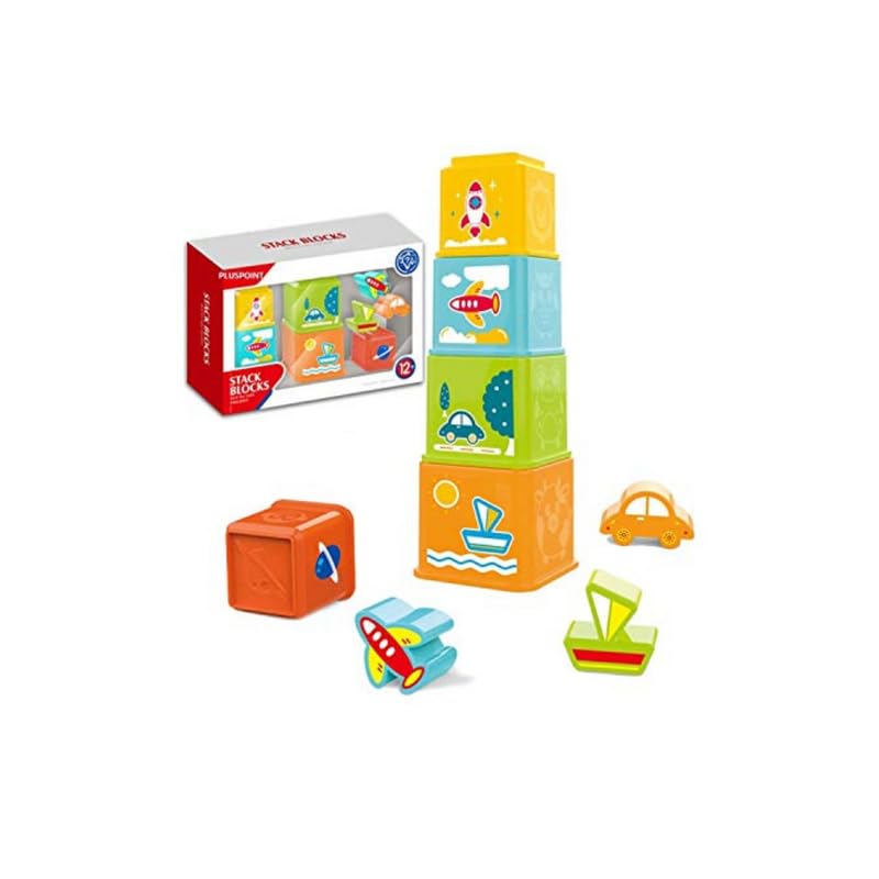 PLUSPOINT Stacking Cups Toddler Basic Toys for Kids Baby, Boys & Girls, Shapes Sorting Activity Toy for Hand and Eye co-Ordination (Stacking Cups)- Multicolored