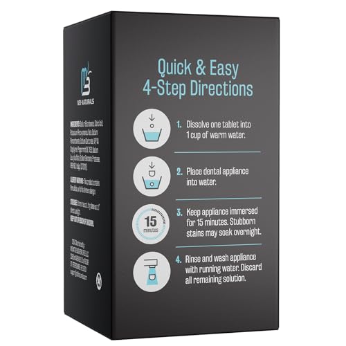 Overnight + Whitening Retainer Cleaner, Remove Stains, Discoloration, and Plaque | 4 Month Supply | Denture Cleanser with Whitening Boost,120 Tablets by M3 Naturals