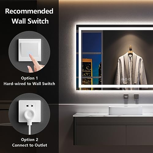 YEELAIT 60x40 LED Bathroom Mirror with Lights, Lighted Vanity Mirror by YEELAIT - Used condition - Image 7