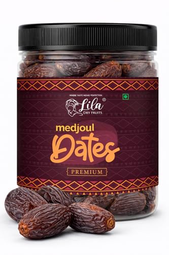 Image of LILA DRY FRUITS Premium Medjoul Dates 100 g (Medjool Date) | Khajoor Rich Source of Potassium & Iron with No Added Sugar or Preservatives | Low GI Energy Snack Khajur Perfect for Gifting