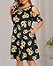 Pinup Fashion Plus Size Sunflower Dresses Women Sundresses Casual Summer Beach Cold Shoulder Tank Tshirt Tunic Cover Ups Dress Pockets
