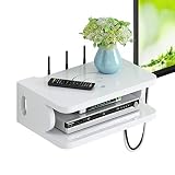 ZHEN GUO Schwimmende Wandregale for TV-Box Set-Top-Box, schwimmende TV-Konsole zur Wandmontage, Holzgehäuse for Kabelboxen/WLAN-Router/Fernbedienungen/DVD-Player/Spielekonsolen (Farbe : Weiß)…