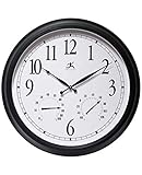 Infinity Instruments 24 inch Large Outdoor Weatherproof Waterproof Wall Clock Thermometer Hygrometer Clock Combo for Patio, Garden, Garage, Battery Operated Easy to Read