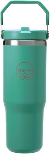 MAYIM Adventure Flow - Vaso de acero inoxidable de 30 onzas a prueba de fugas con tapa y popote, botella de agua aislada o termo con tapa y asa a disponible en Yaxa Peru